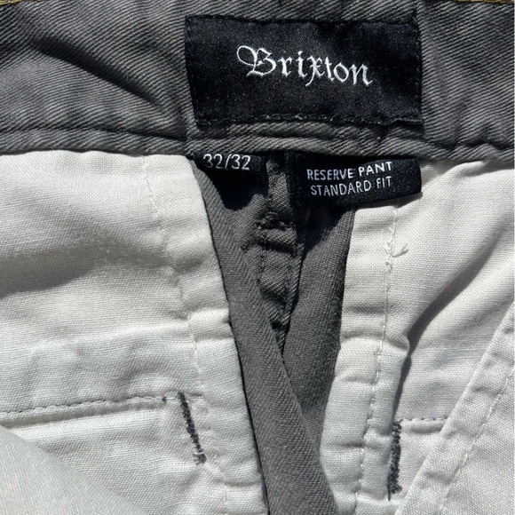 Men's Brixton Pants Gray Solid Reverse 32x32 Flat Front Skate Chino Casual Work - Picture 6 of 15